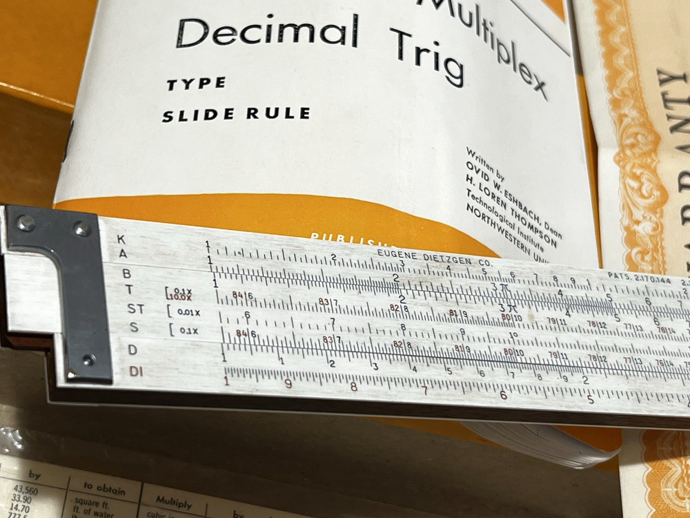 Dietzgen Slide Rule Polymath Multiplex Decimal Trig Type 1744 Case Box Manual