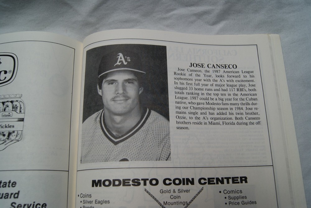 1987 modesto a's official souvenir program unscored