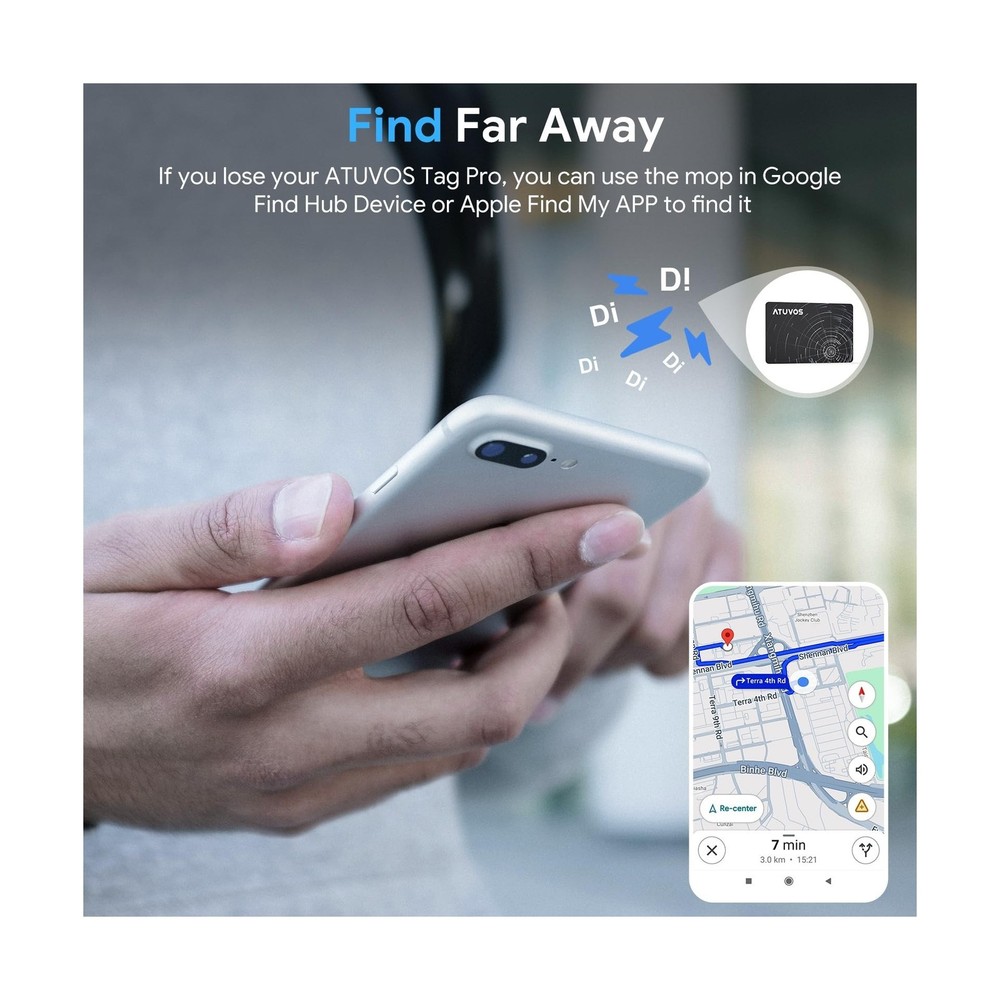 ATUVOS Air Tag Ultra-Thin Wallet Tracker for Android & iOS, Dual Sy... Fast Ship