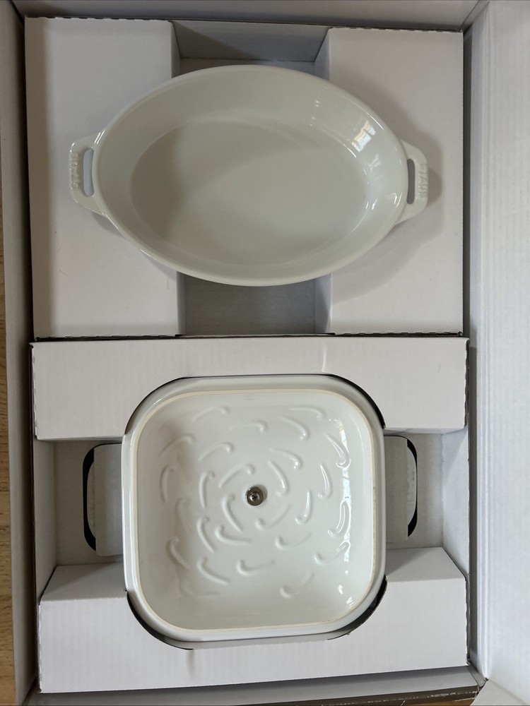 Staub Ceramique 4 Piece Rectangular Oval Baking Dish Set White