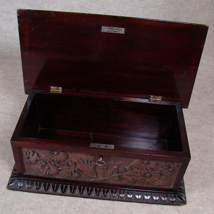 Carved Solid Black Walnut Chest - c.1880