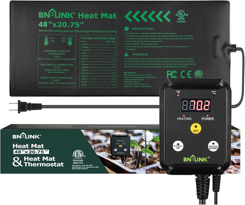48" x 20.75" Hydroponic Heating Pad with Waterproof Design & Digital Control