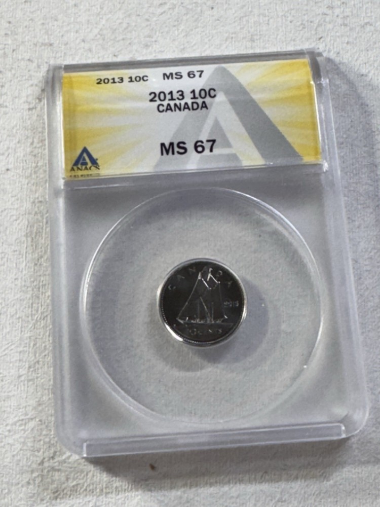 2013 Canada 10 Cents Graded MS 67 by ANACS