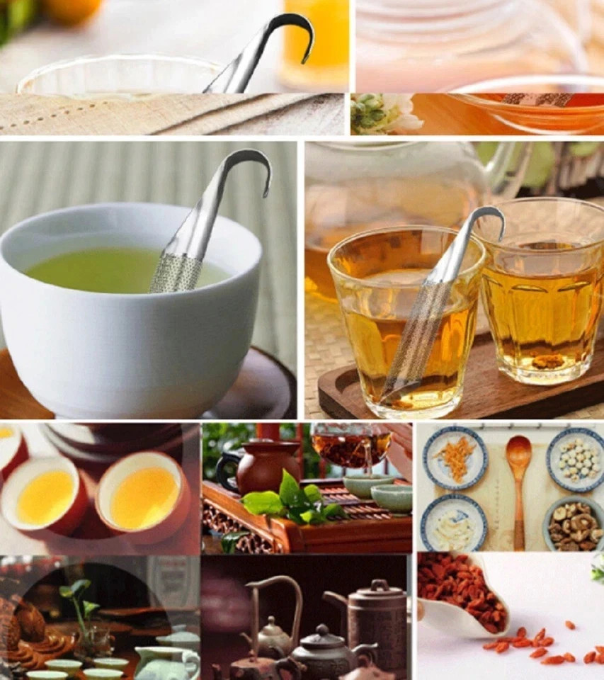 Stainless Steel Tea Diffuser Stick Loose Leaf Infuser Strainer with Hook Handle