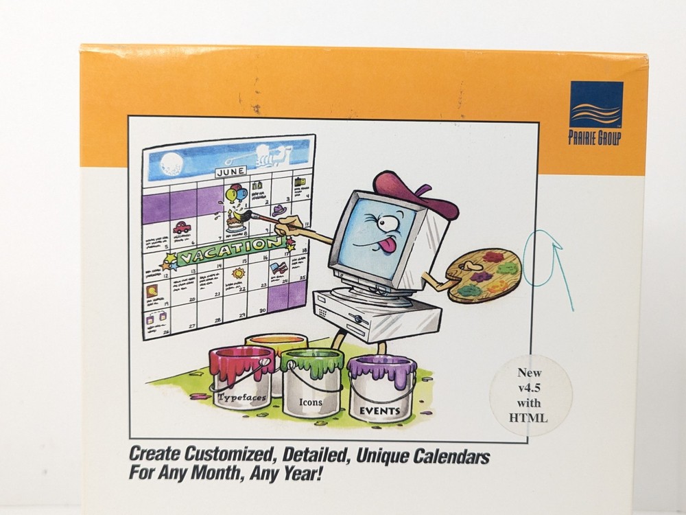 CalendarMaker Software For Macintosh v4.5 w/HTML Prairie Group 1997 New