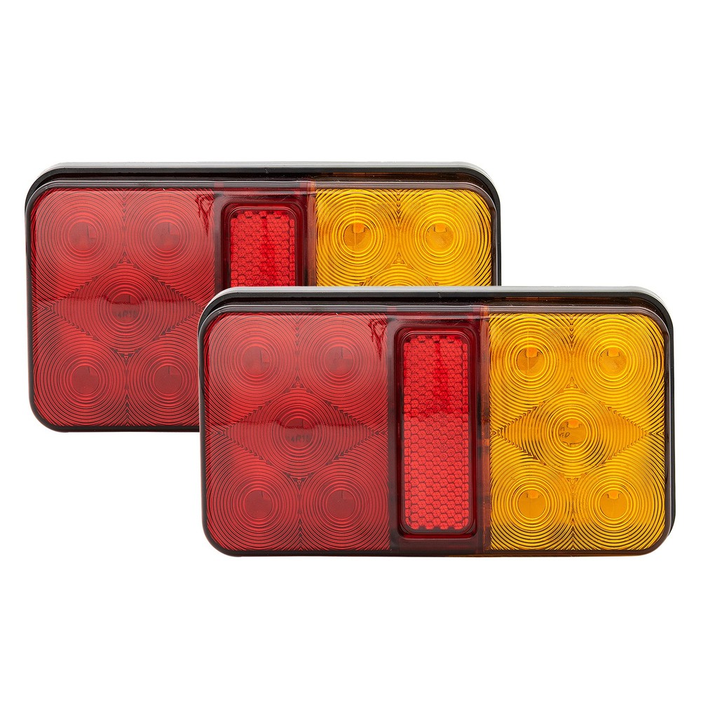 1 Pair Rear LED Square Trailer Tail Brake Indicator Lights Boat Truck Waterproof