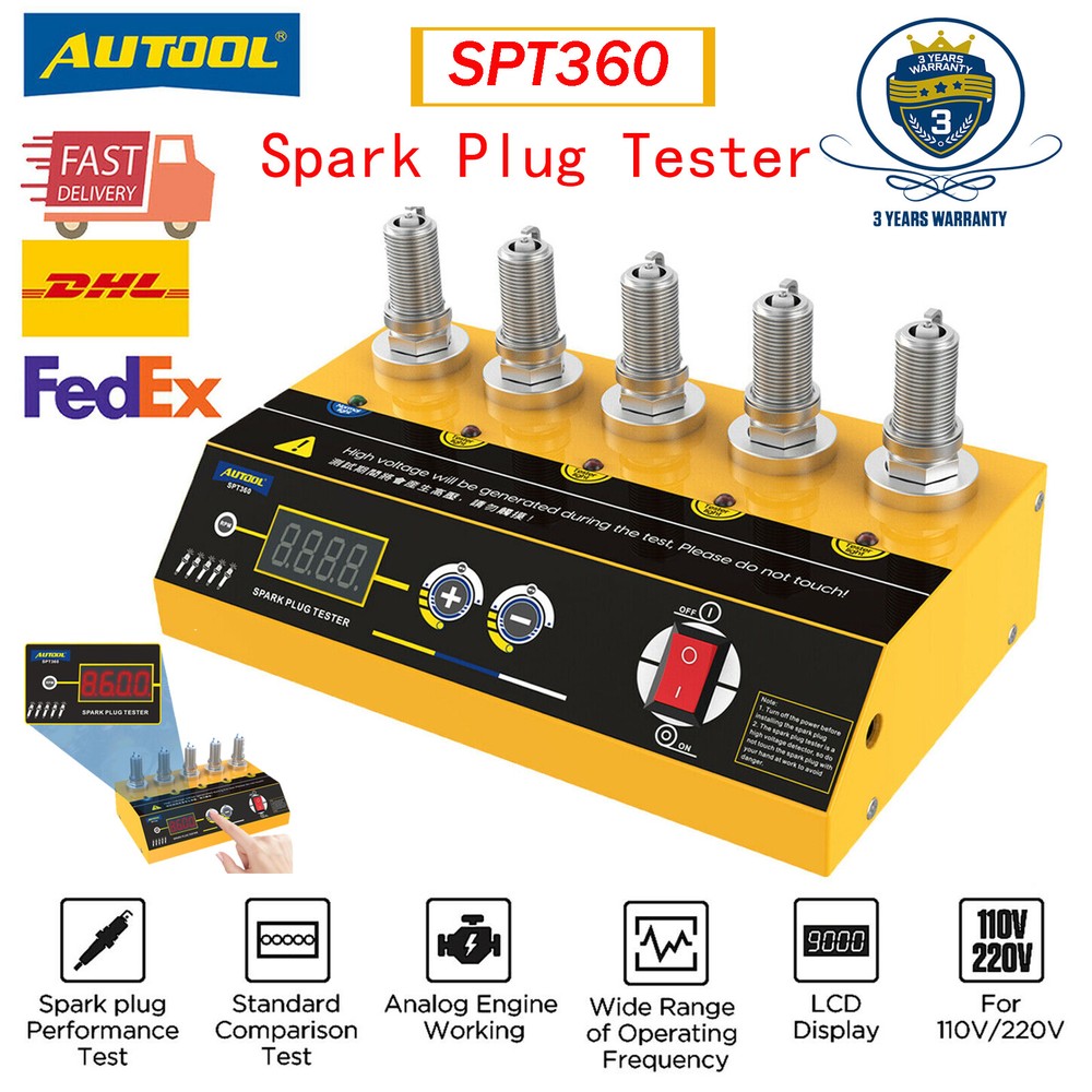 AUTOOL SPT360 12V Car Spark Plug Tester Five Hole Ignition Spark Plug Analyzer