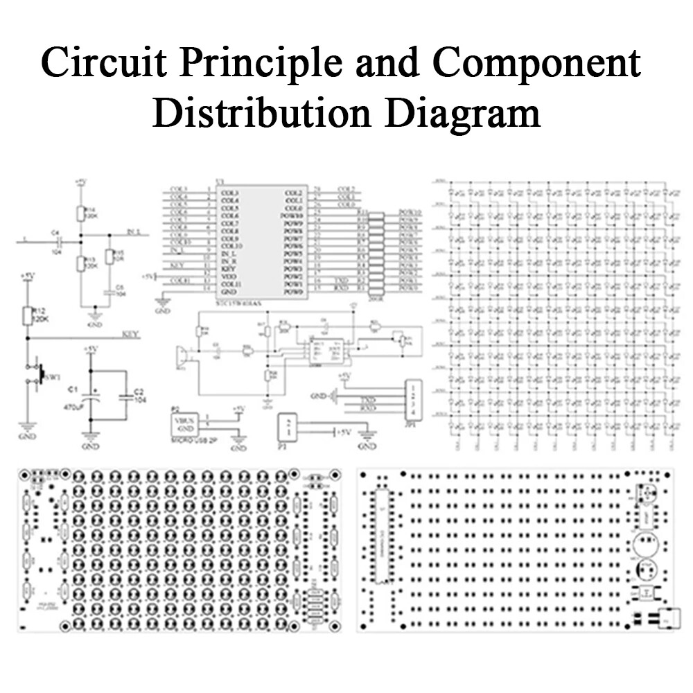 Sound Control LED Music Frequency Display PCB Practice Solder Electronic DIY Kit