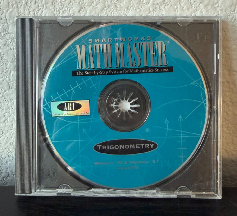 SmartWorks Math Master Trigonometry PC CD-ROM Windows 95/3.1 ARI Tested Working