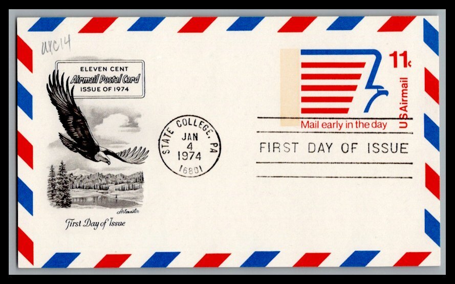 US FDC # UXC14 11c Stylized Eagle  Artmaster  1971, 9p1287