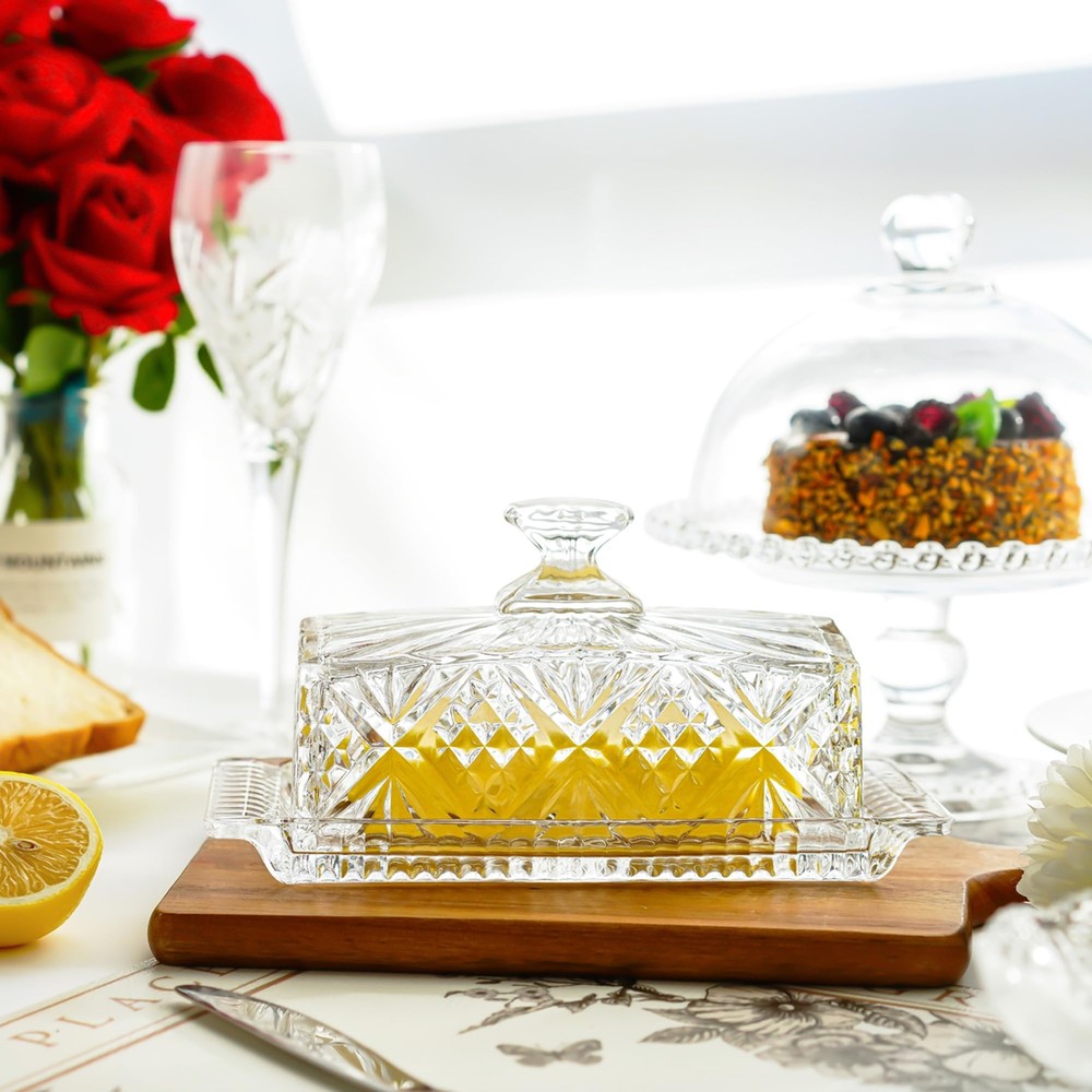 Butter Dish with Lid Dublin Crystal Collection 8 Clear
