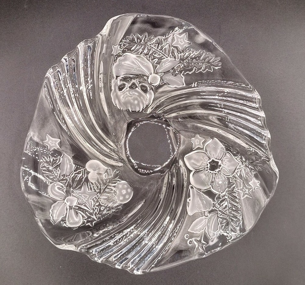 Holiday Clear & Frosted Glass Dish