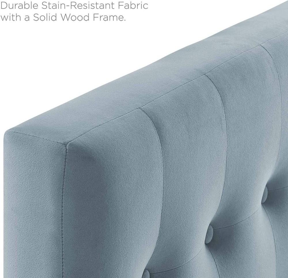 Modway Emily Twin Biscuit Tufted Performance Velvet Headboard, Light Blue