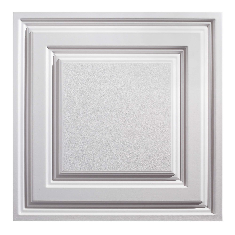 Genesis 2ft x 2ft White Icon Relief Ceiling Tiles  Easy DropIn Installation