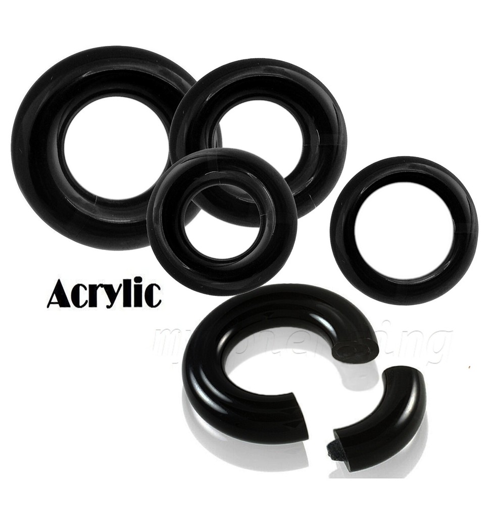 1PC. Black Acrylic Segment Ring Hoop Earring Septum Ring 8G thru 00G