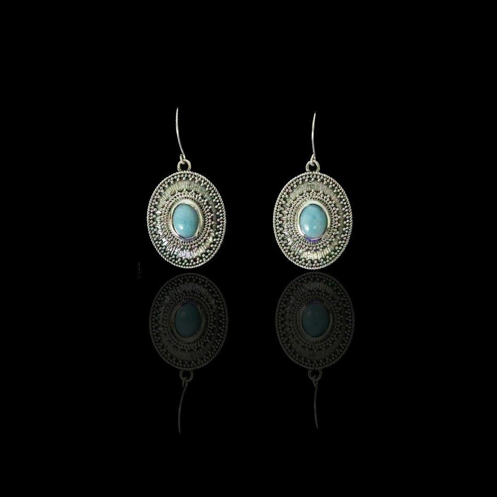 Larimar Medallion Earrings