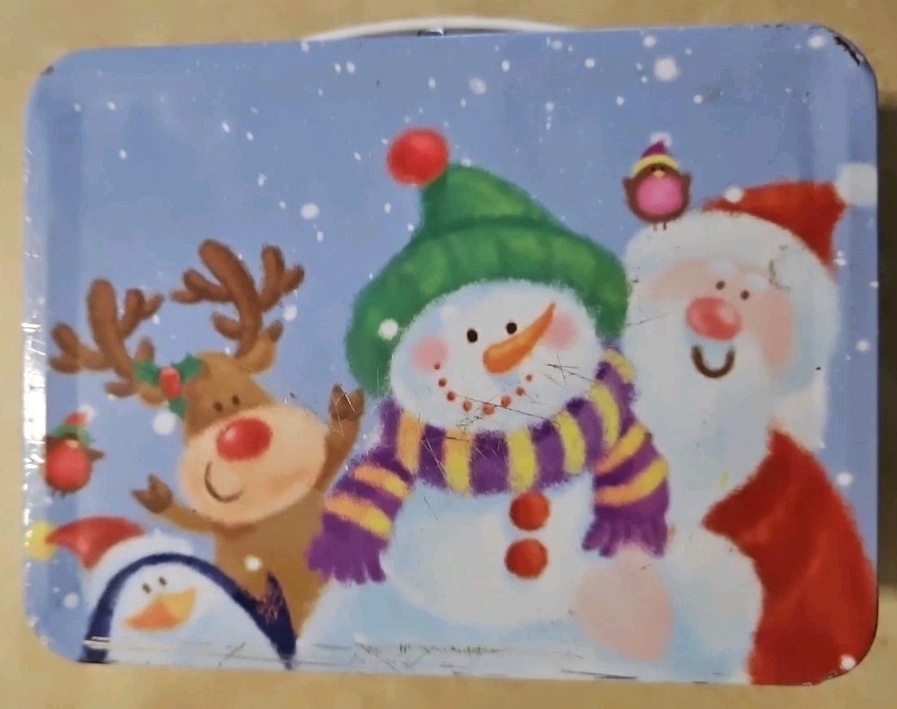 Snowman Suitcase Tin No Latch Held The Best Items 6x4x2.5