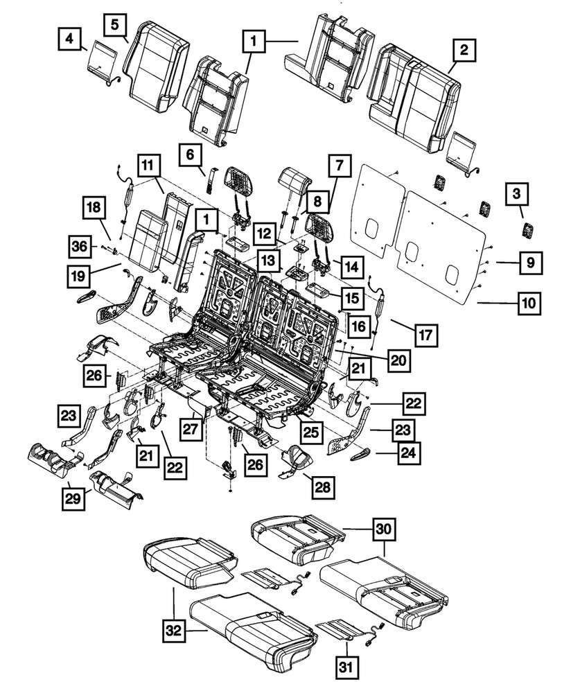 Genuine Mopar Second Row Headrest Center 6LR10PS4AA