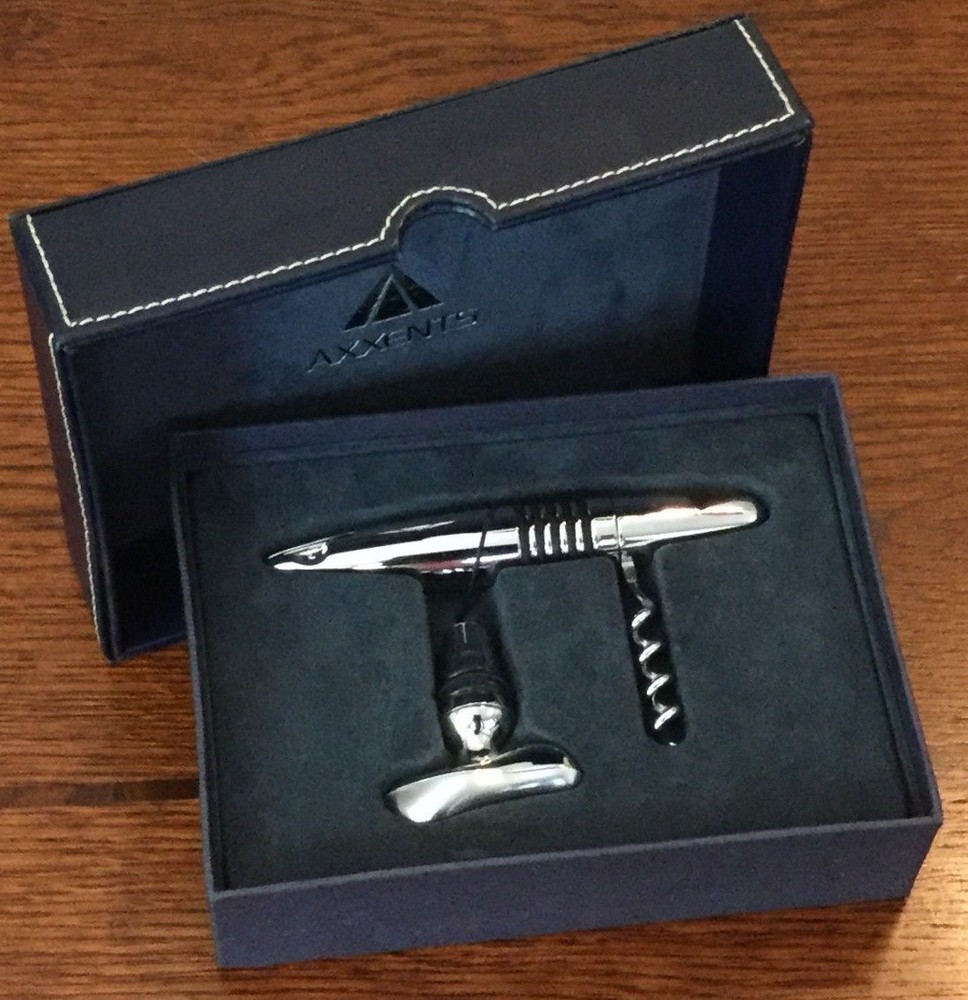 Corkscrew Bottle Opener Set Axxents Elegant Nice Storage Box
