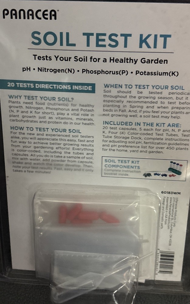 Soil Testing Kit-20 Tests-pH, Nitrogen, Phosphorus, & Potassium-Incl. Tube Rack