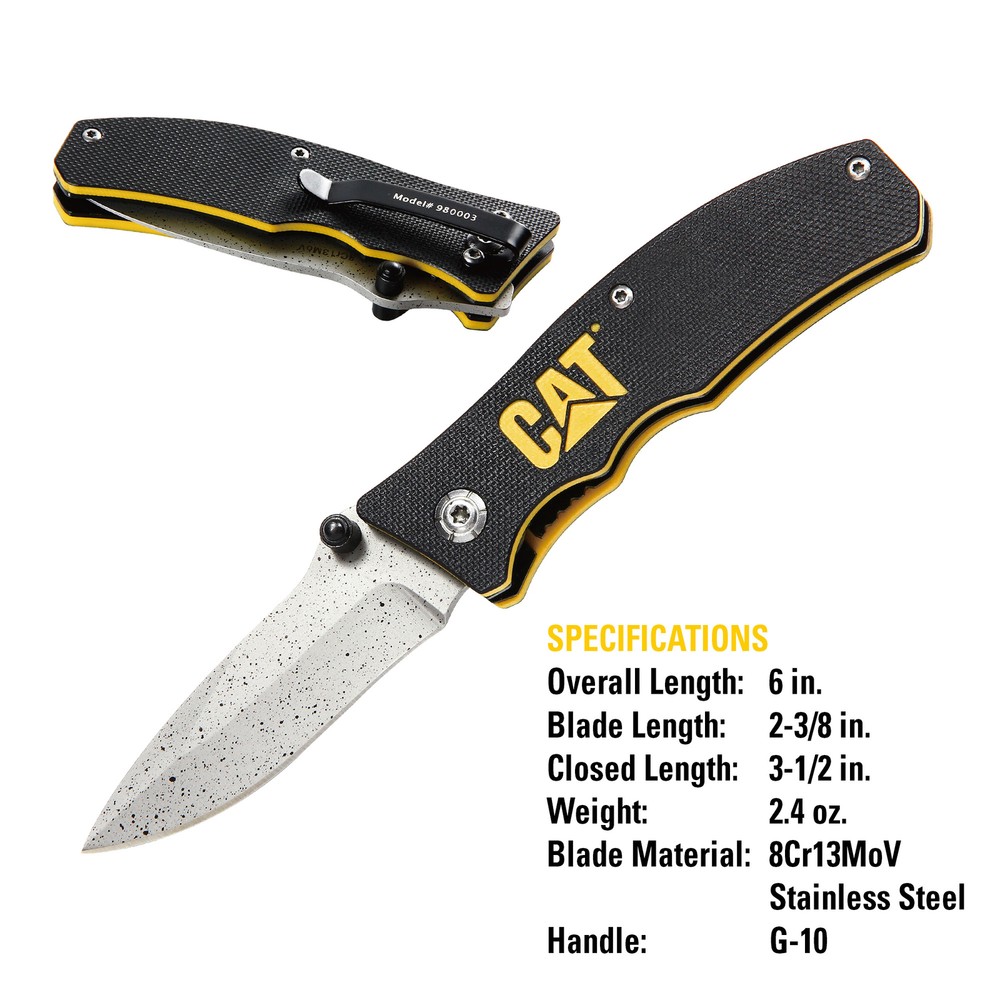 Cat 6 Inch Drop Point Folding Knife - 980003