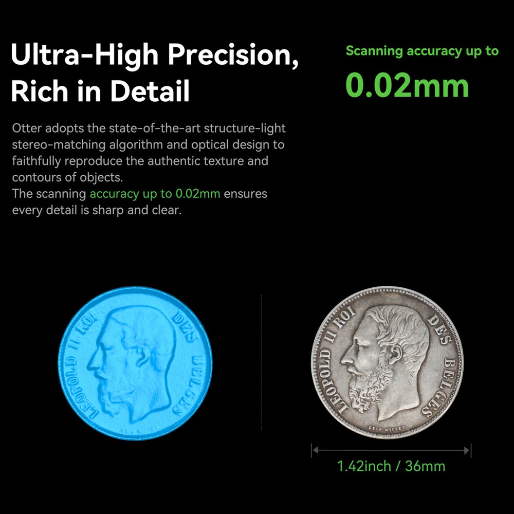 Creality CR-Scan Otter 3D Scanner 20FPS Scanning Speed 10-2000mm Range N7B2