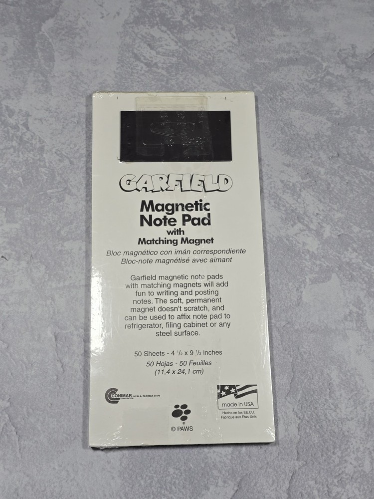 Garfield Lined 50 Sheet Magnetic Notepad With Matching Magnet