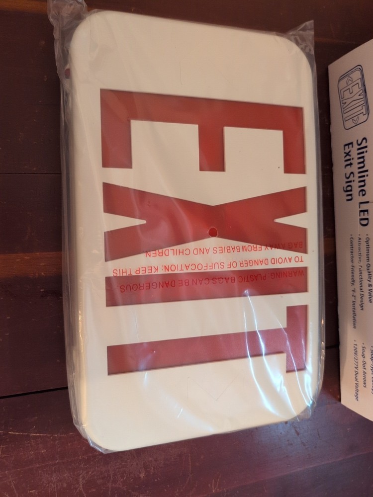 TCP Compact Exit Sign Red LED Emergency Exit Light Double Sided 22743 NOS