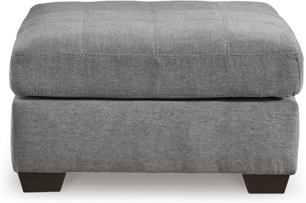 Oversized Light Gray Upholstered Square Accent Ottoman - Marleton Classic
