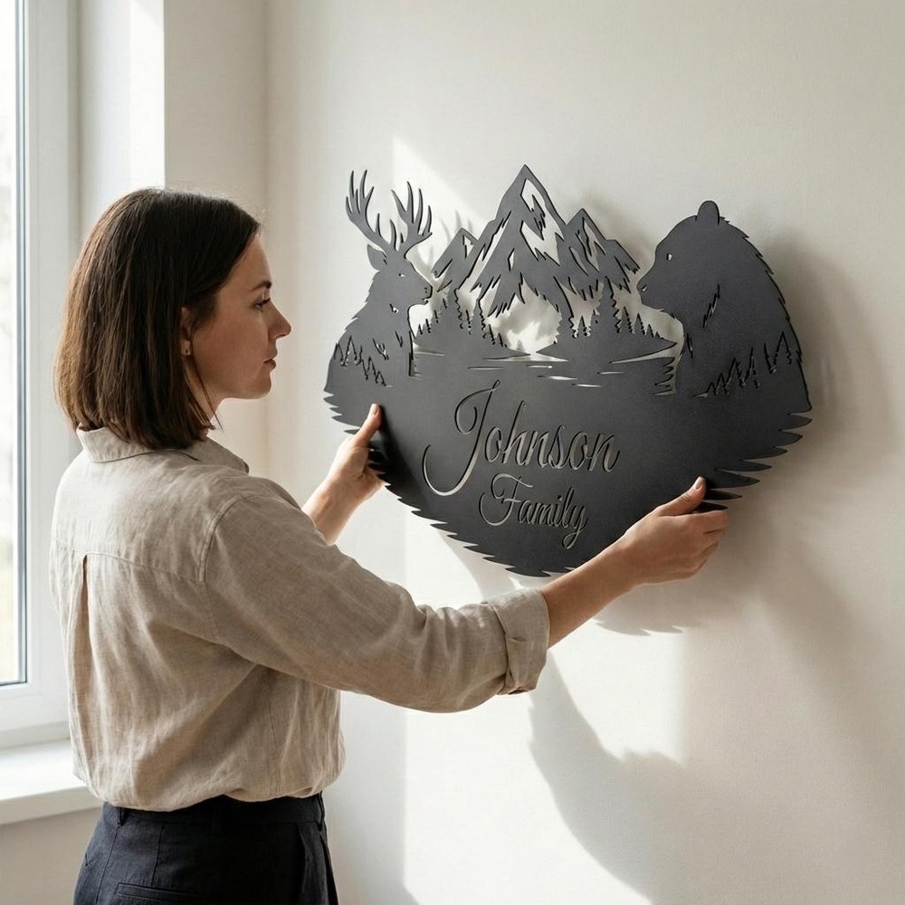 Deer Bear Metal Wall Art | Large Rustic Home Decor
