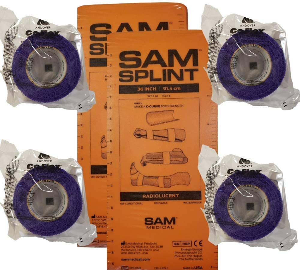 SAM Splint Kit - 36" Flat SAM Splints & 2" x 5yds Cohesive Wraps