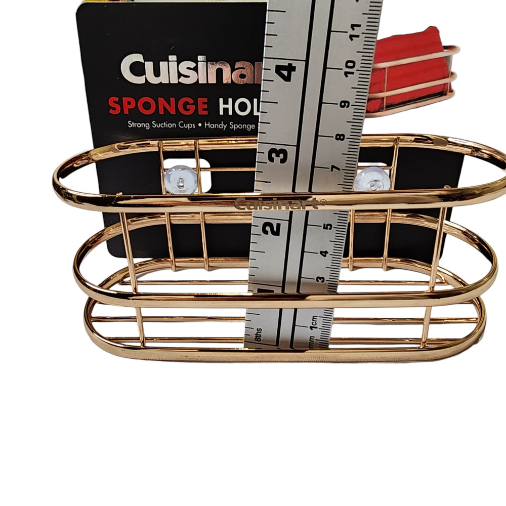 Cuisinart Sponge Basket Suction Cup Mount Kitchen Sink Tool Rack Gold