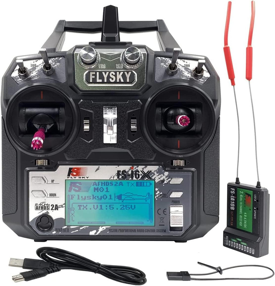 Flysky FS-I6X 10CH RC Transmitter & Receiver for Drones, Planes, Helicopters