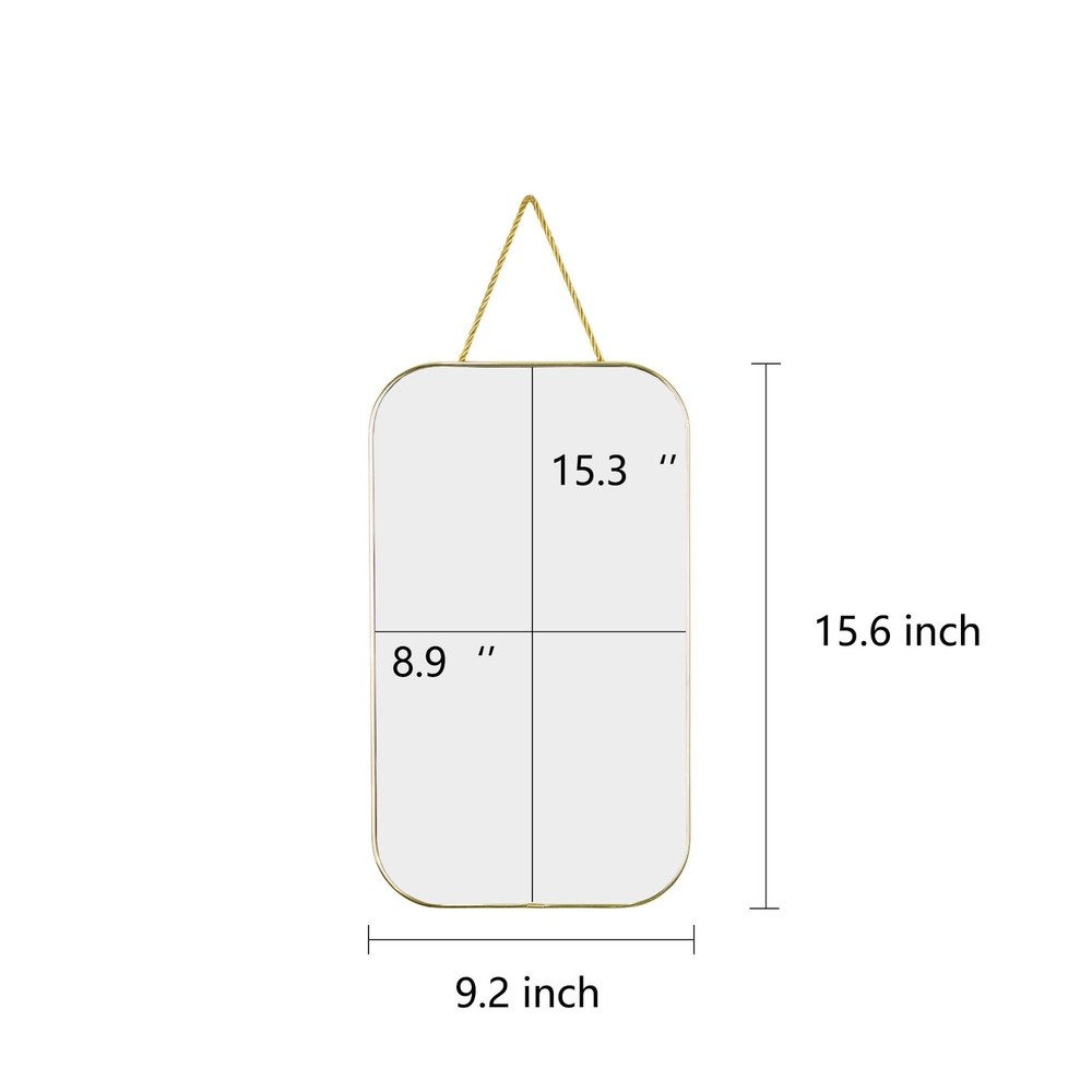 Gold Rectangular Wall Mirror, 15.6x9.2 Inch Modern Decorative Wall Mirror, Su...