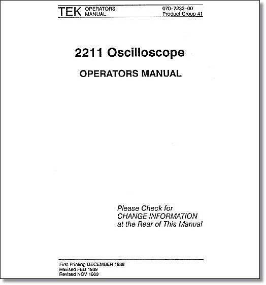 Tektronix 2211 Operators Manual:Comb Bound & Protective Plastic Covers