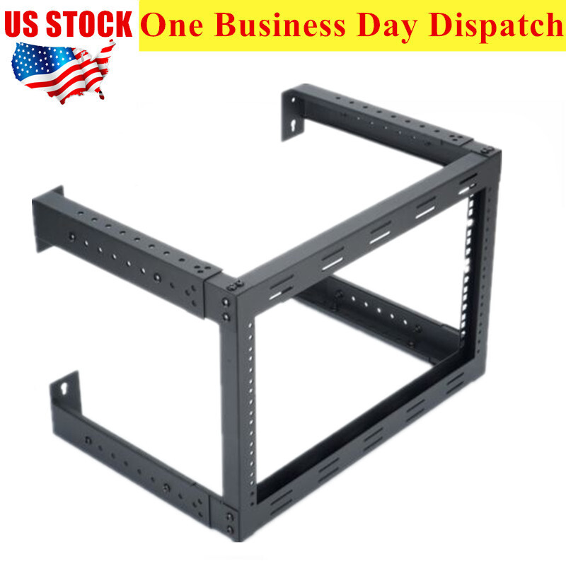 6U Wall Mount Open Frame Network Server Equipment Rack Cabinet  Adjustable 19"