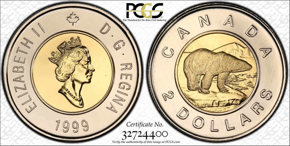 1999 $2 PCGS PL 66 CANADA BEAUTIFUL