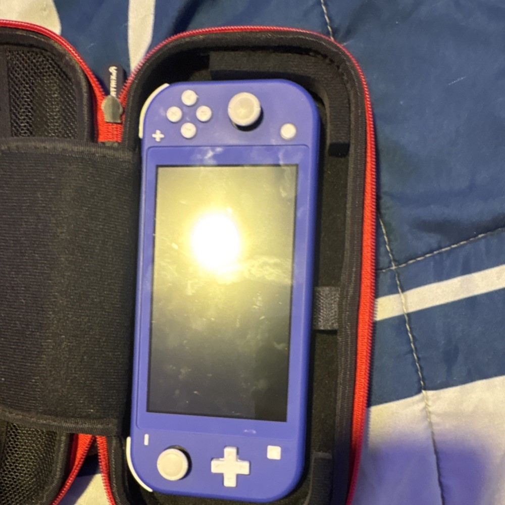 Nintendo Switch Lite Console Blue with Carrying Case & Game Cartridge Bundle