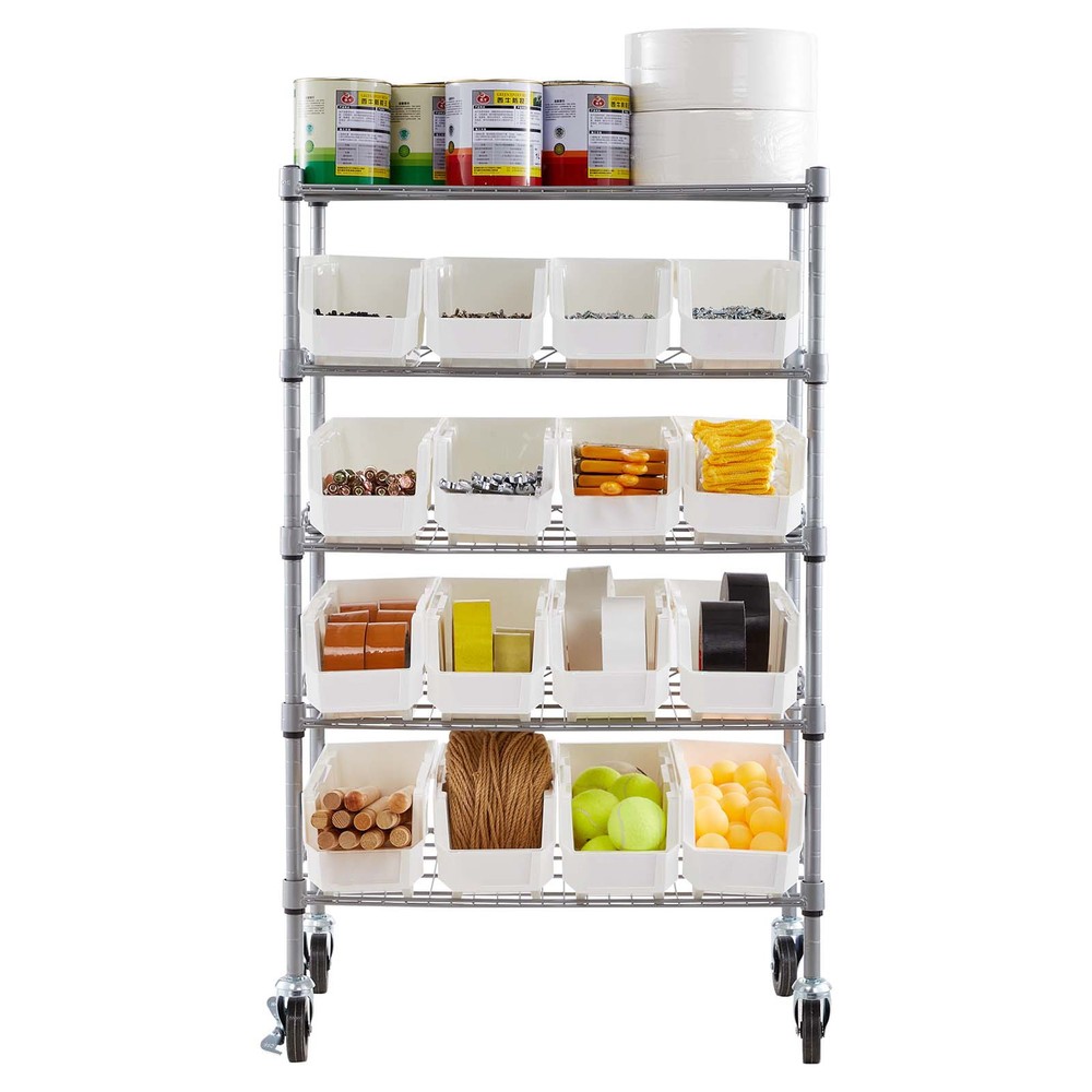 Uimoso 5-Tier Rolling Storage Rack with 16 Removable Bins