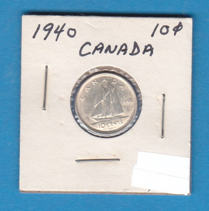 1940 Canada 10 Cent Silver Coin