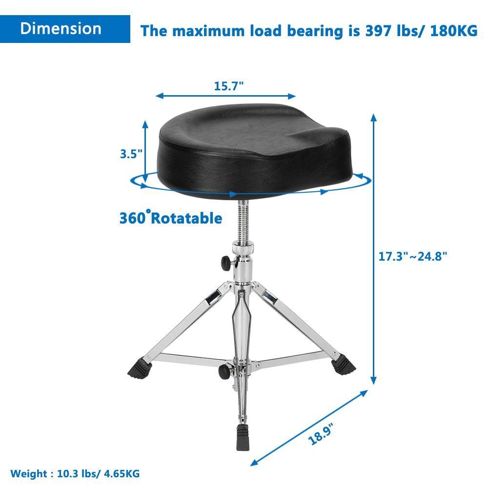 Drum Throne Stool Drummers Seat Adjustable Drumming Padded Chair Percussion