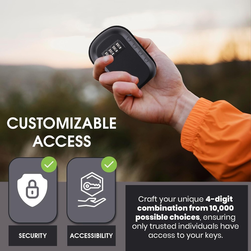 SAFEKEY HAVEN Key Lock Box 4 Digit Combination Wall Mount A4 Secure Lockbox