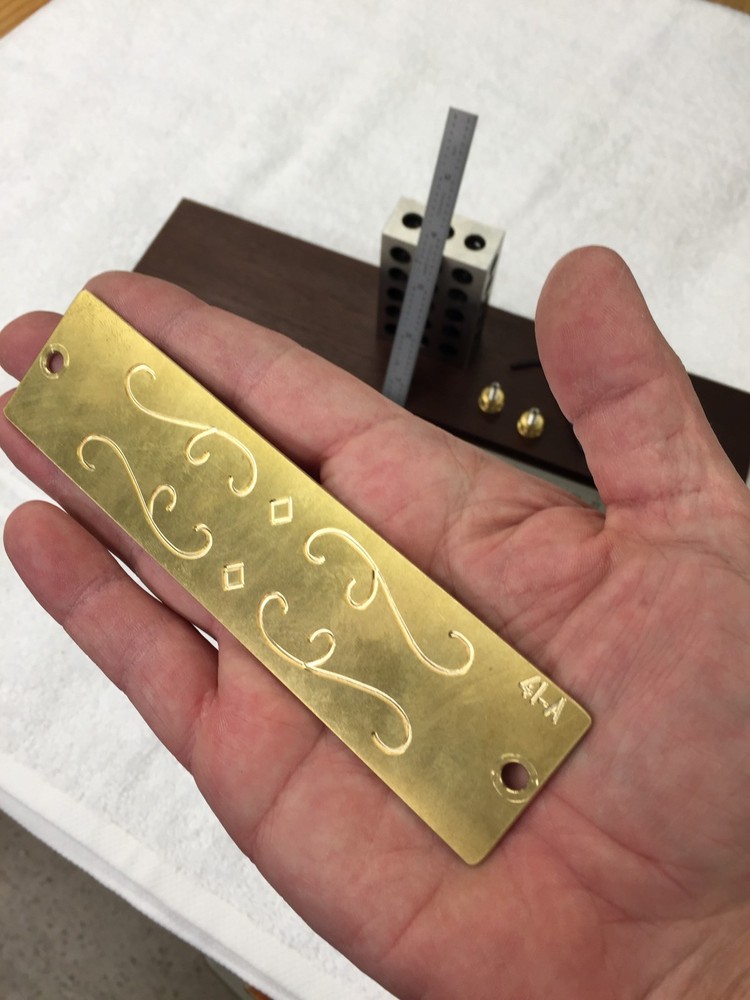 4 WAY SCROLL PATTERN SOLID BRASS ENGRAVING PLATE FOR NEW HERMES FONT