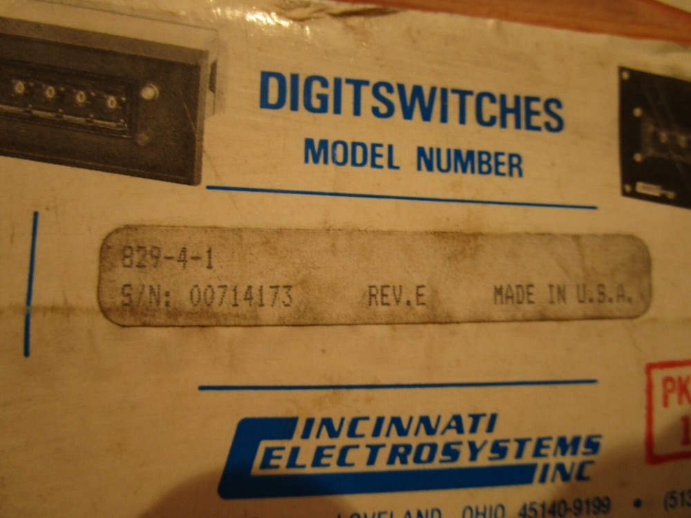 CINCINNATI ELECTROSYSTEMS 829-4-1 DIGIT SWITCH COUNTER