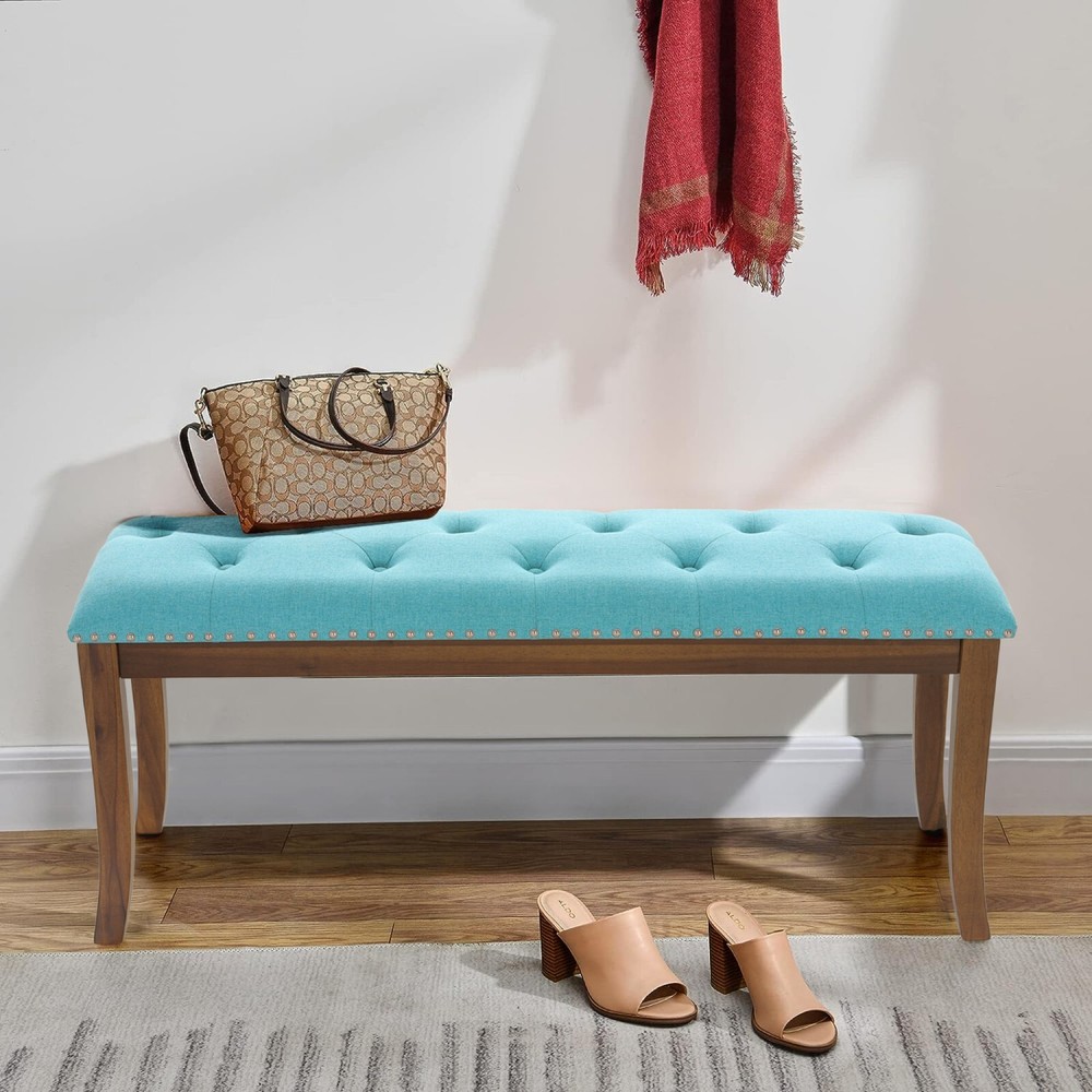 PHI VILLA Upholstered Bench Rectangular Tufted Ottoman for Entryway Bedroom