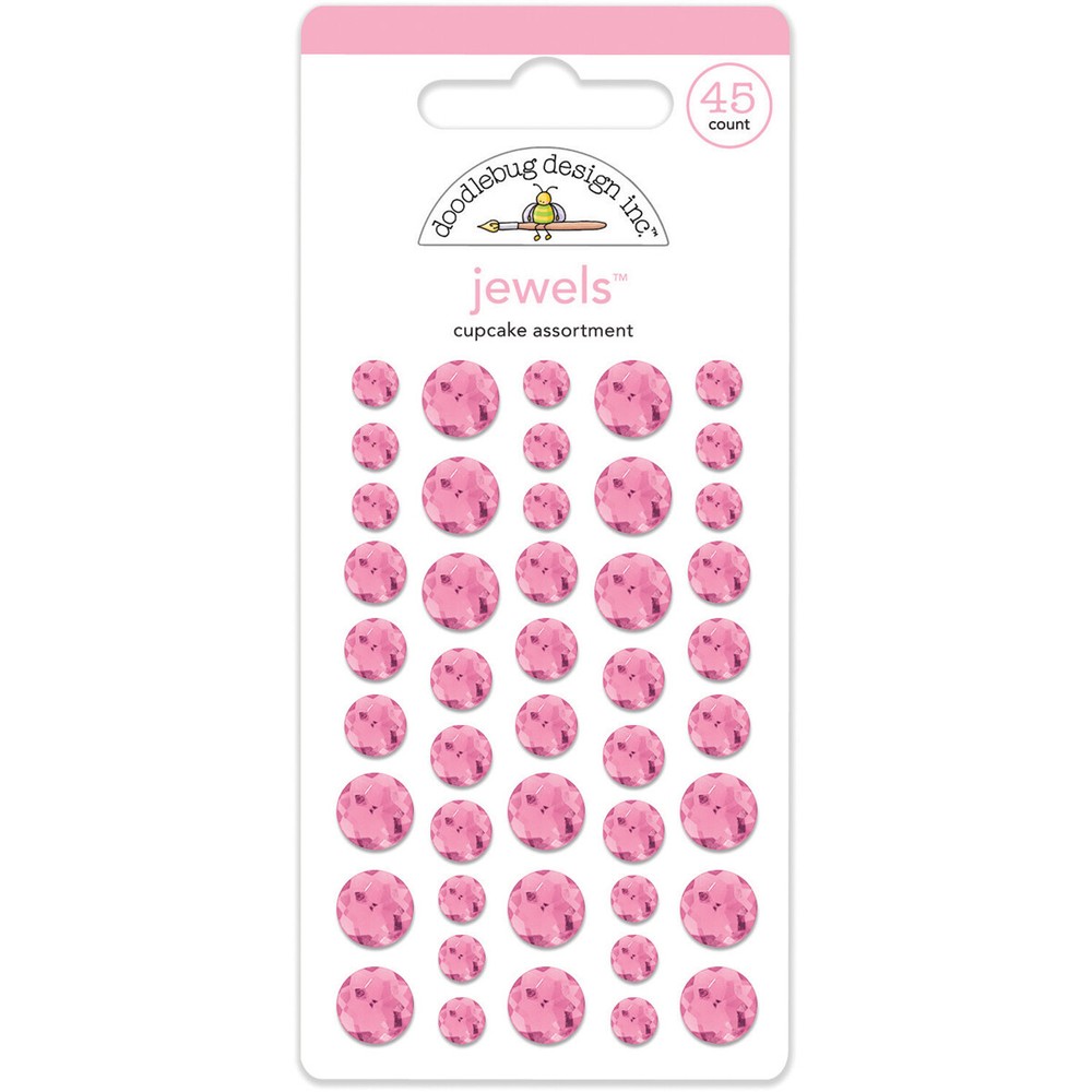Doodlebug Adhesive Jewels 6mm, 8mm & 10mm 45/Pkg Cupcake