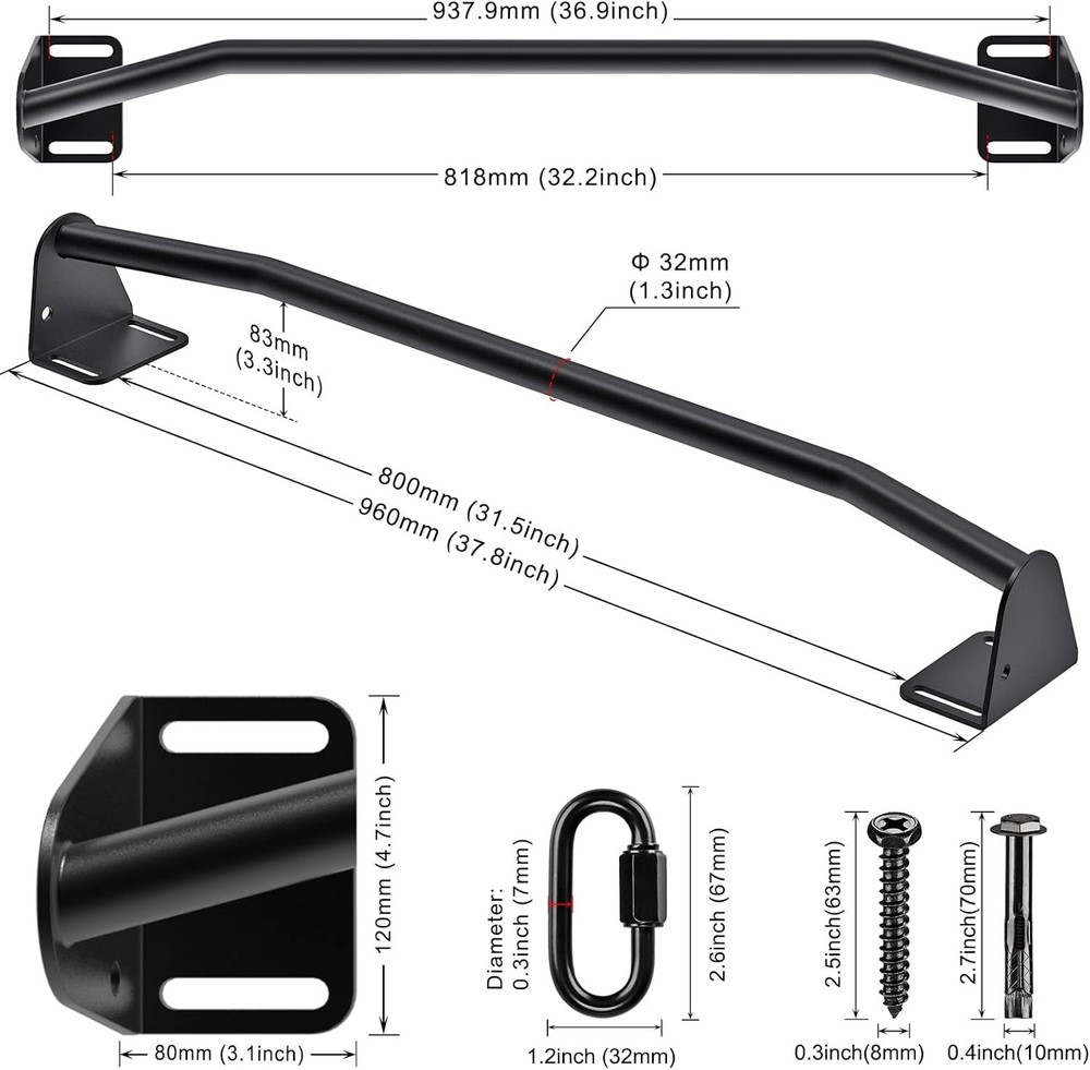 Heavy Duty Wall Mounted Doorway Pull Up Bar,Mounted Doorway Pull Up Bar,Multi..