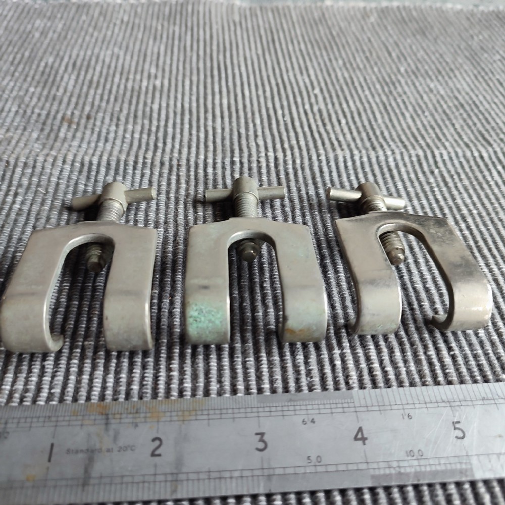 3 x Plated Brass Vintage Laboratory Clamp