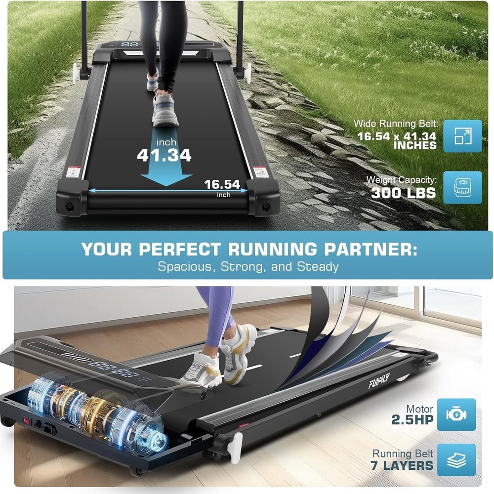 Walking Pad Treadmill with Incline and Handlebar Adjustable Foading Treadmill 🏃