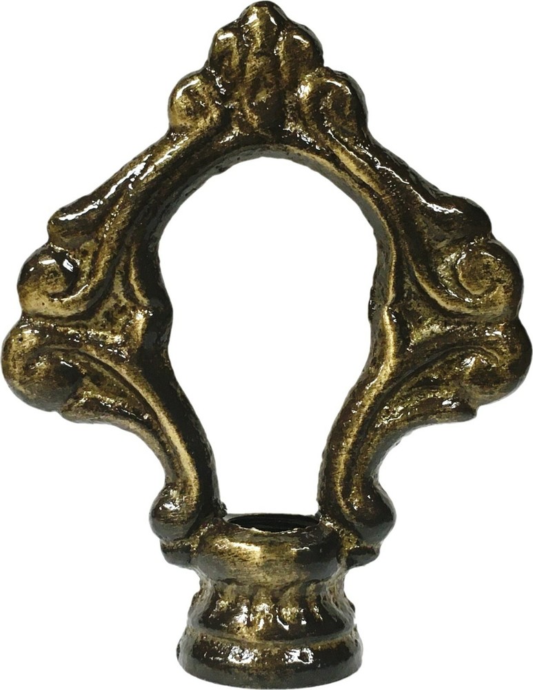 Lamp Finial-Solid Cast Brass ORNAMENTAL LOOP w/dual threads, AB Finish